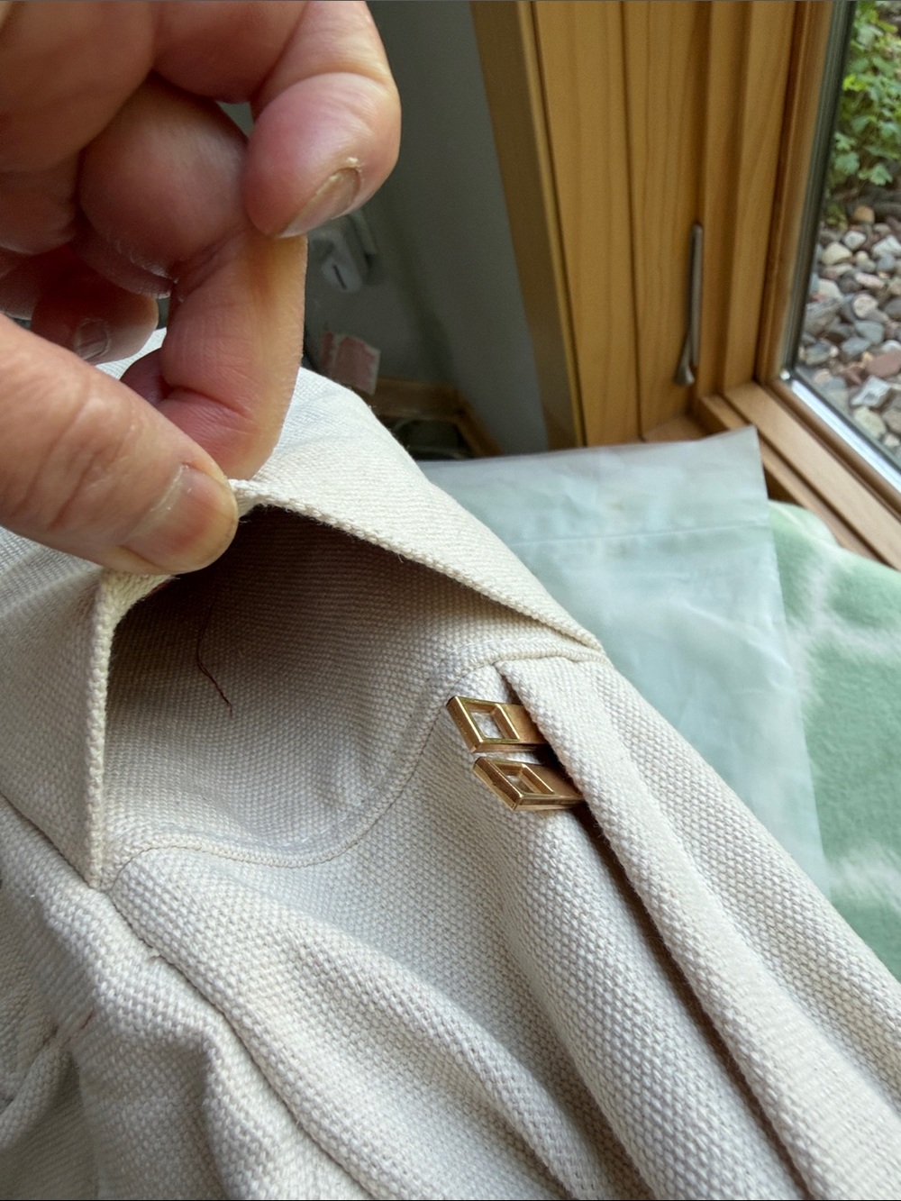 NWT Canvas Backpack in Cream with Brown Trim - Casual Everyday Bag - Picture 7 of 12